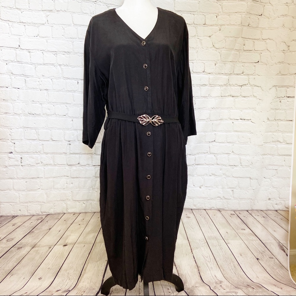 Vintage belted shirt dress black